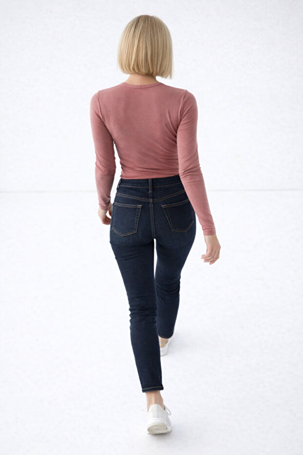 Kadın Premium Comfort Şık Pembe Basic Bluz - 6