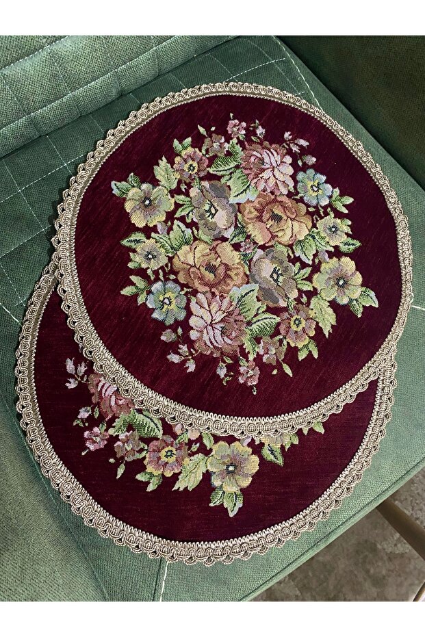 غطاء طاولة القهوة من شونيلي، مقاس 40×40، دائري الشكل