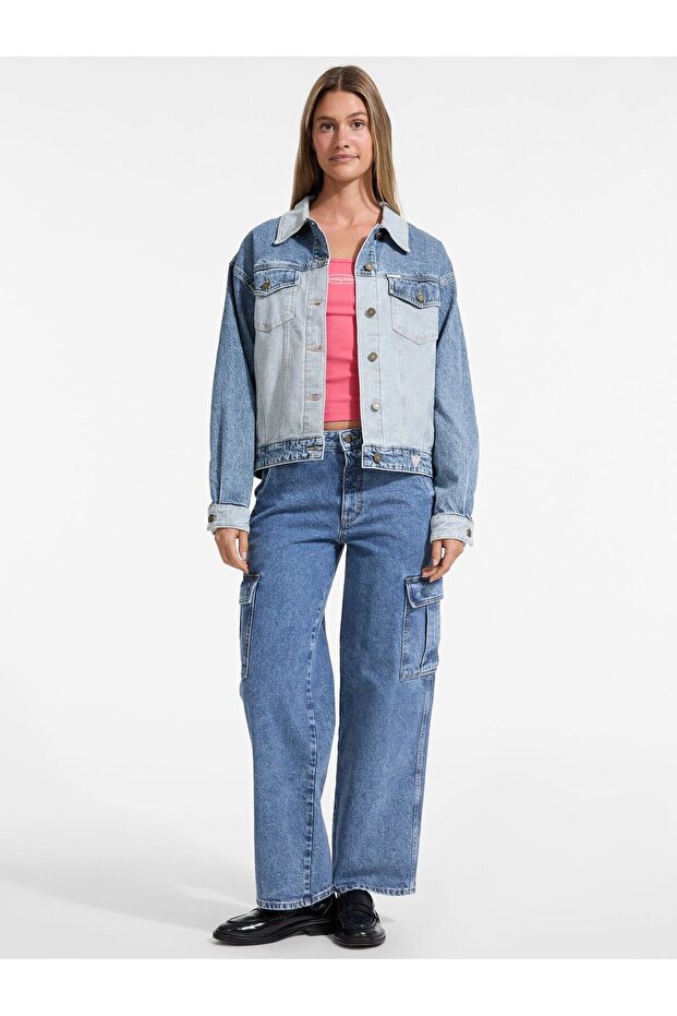 Oversized Denim Trucker Jacket - 2