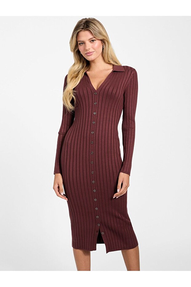 Rib-knit midi sweater dress
