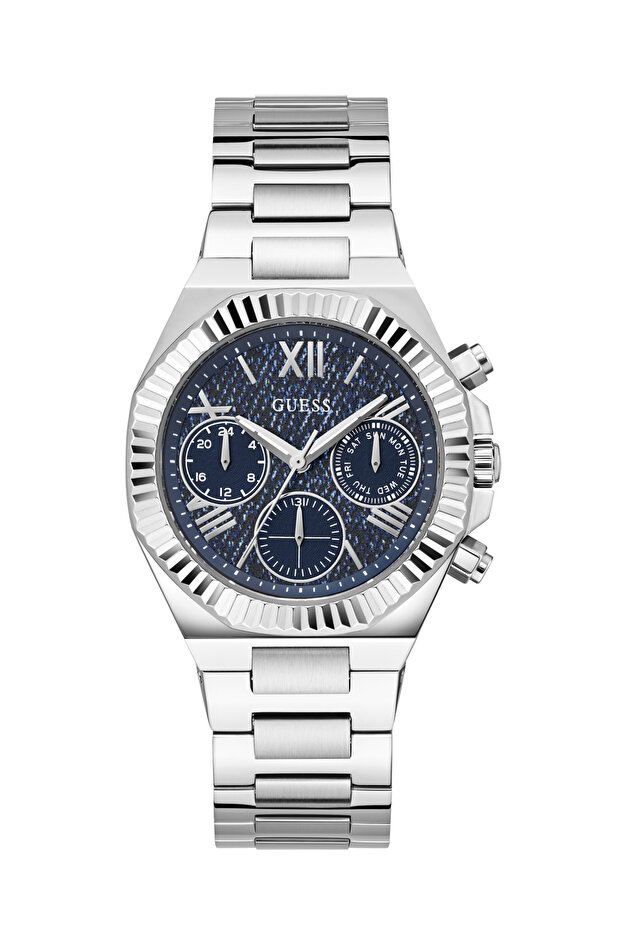 ساعة نسائية متعددة الوظائف بلون فضي
