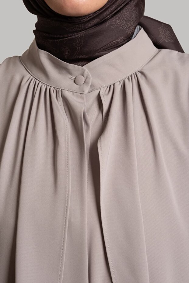 Larin Düğmeli Ferace - Silver - 8