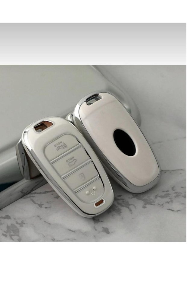 Hyundai 2021-22 New Tucson Santa Fe Nano Key Case Cover White Silver Silver Color