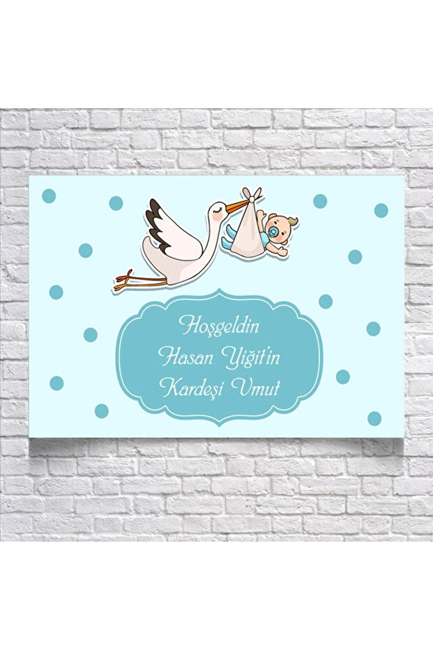 Blue Stork Themed Baby Shower Banner 70X100 cm