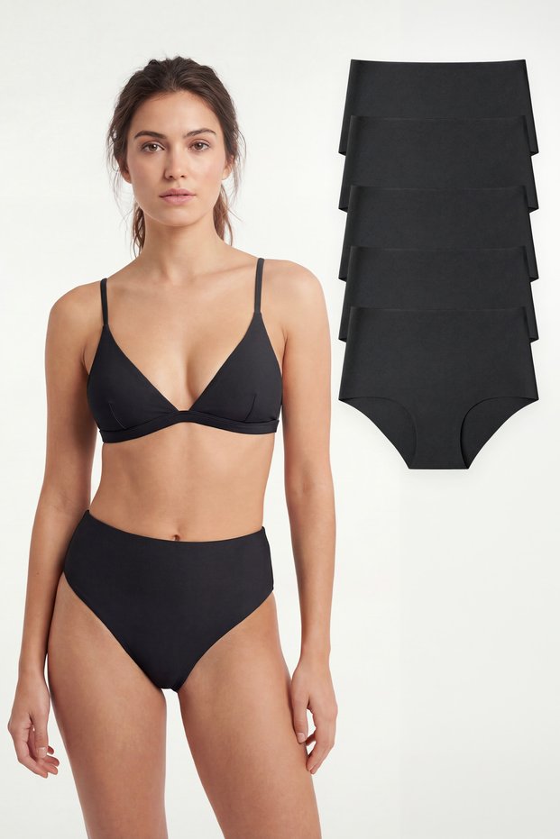 Pack of 5 Laser Cut Seamless High Waist Gathering Women's Panties - Premium Non-Marking Special Fabric