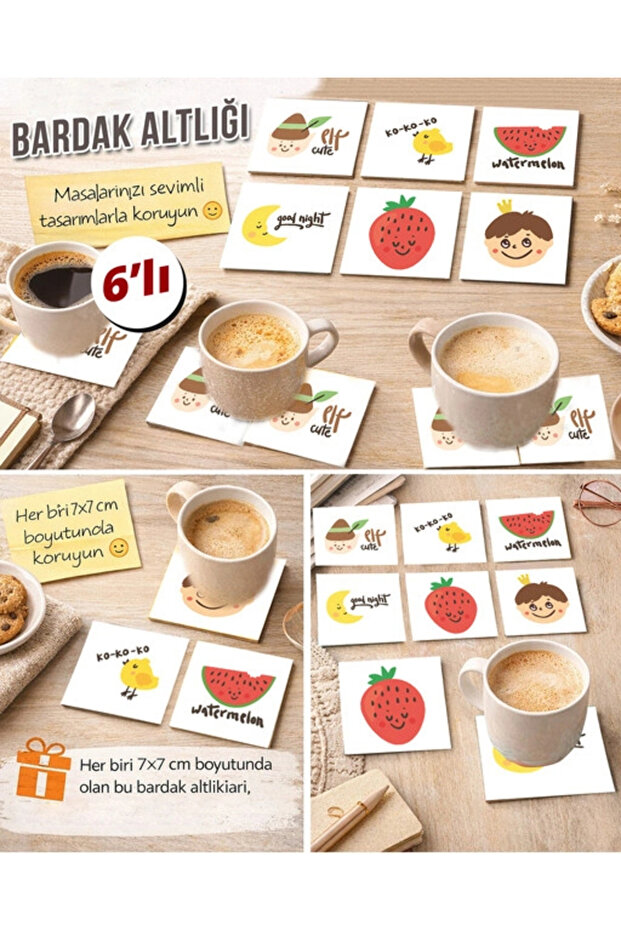 Cute Fruits 7X7 – Set of 6 Decorative Square Design
