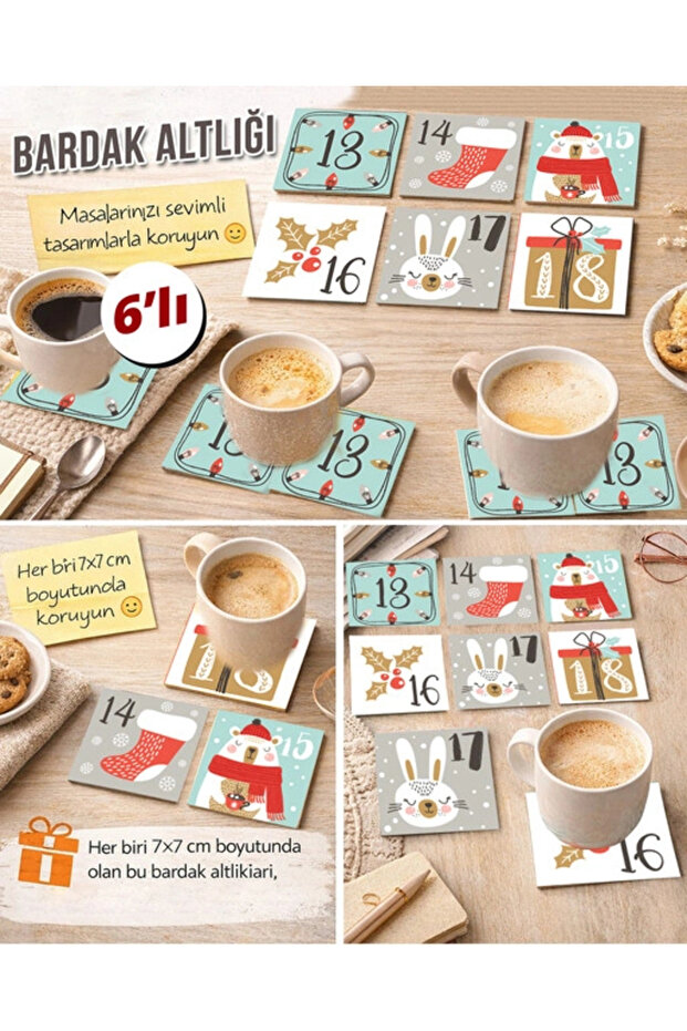 Christmas Themed 7 7X7 – Set of 6 Decorative Square Design