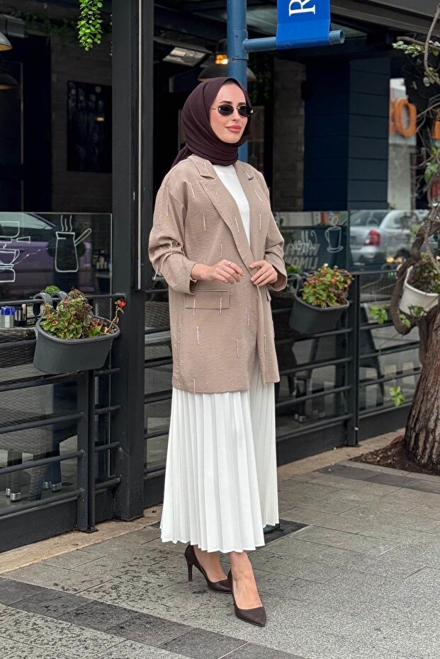 Keten Ceket MB04.79 Vizon - 2