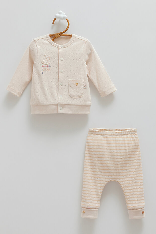 100% Cotton Baby Boy Set Thin Breathable Fabric Embroidered 2-Piece Top and Bottom Set