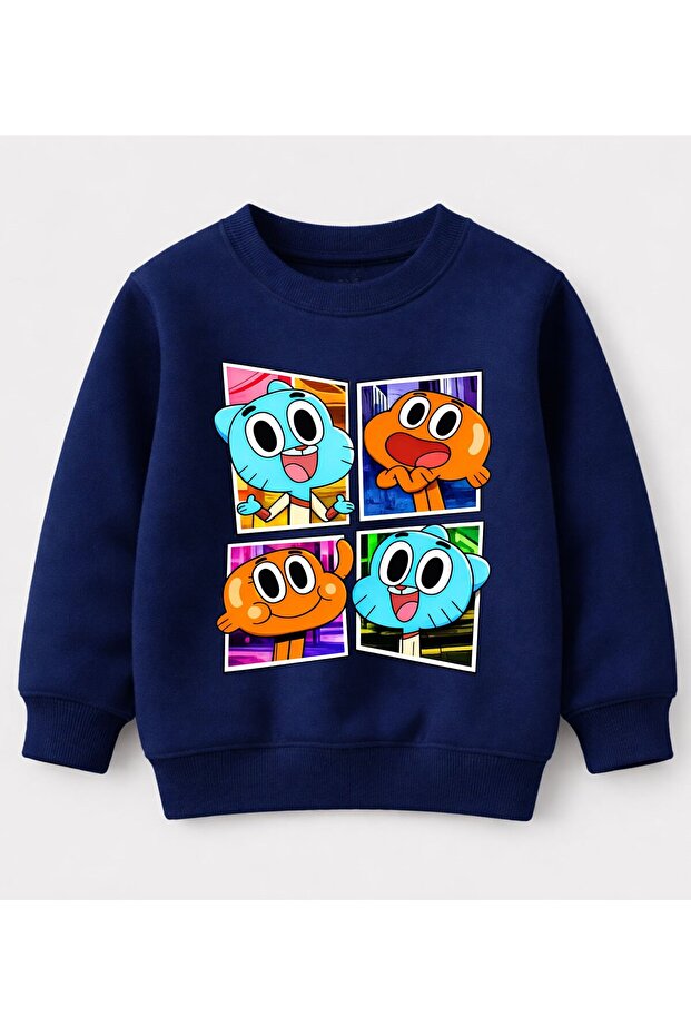 Sweatshirt Gumball and Darwin 4 Photo Printed Cotton 3 Yarn Non-Fleece Sweatshirt