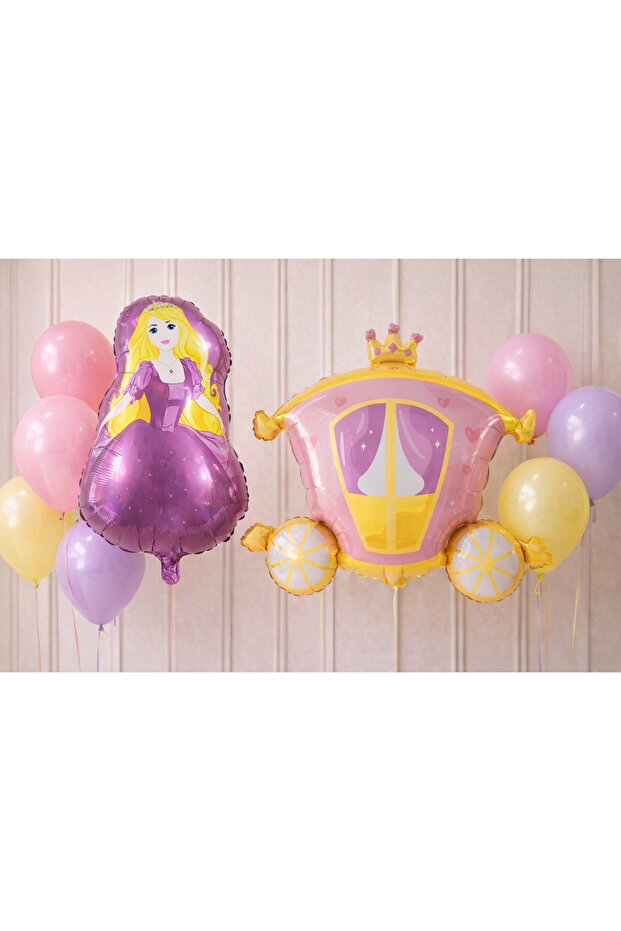 Princess Themed Car and Pastel Balloon Concept 32 Pieces