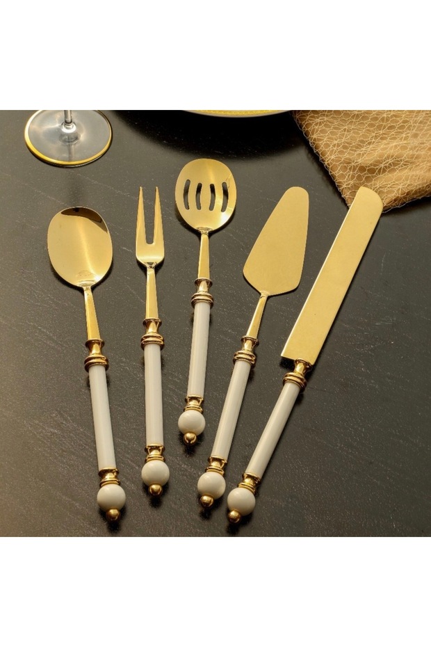 Esterhomedecor 5-Piece Serving Spoon Set Gold Eym-114