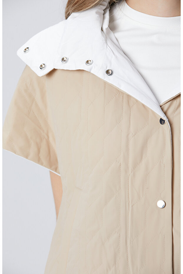 Bej Kapitone Casual Yelek - 6