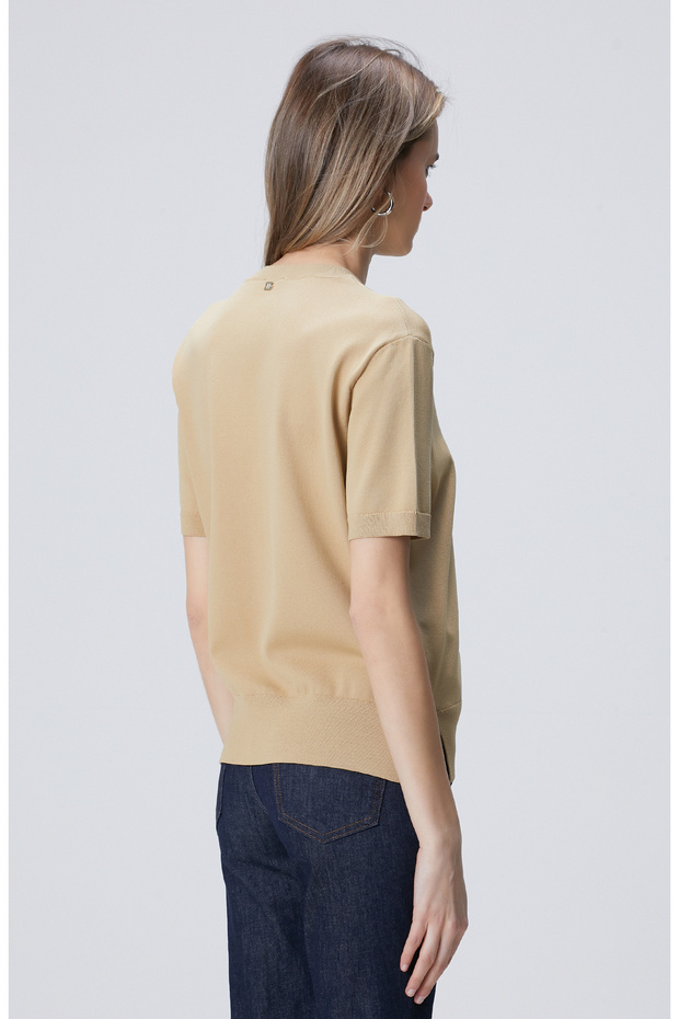 Camel İnce Ribana Örgü Dik Yaka Rayon Basic Kazak - 4