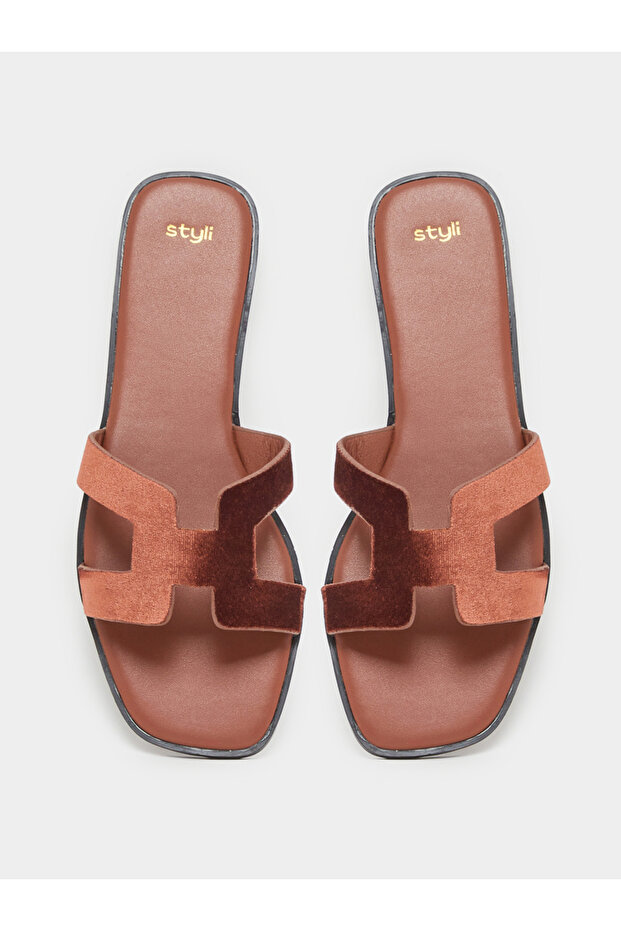 صندل مسطح بني - 5