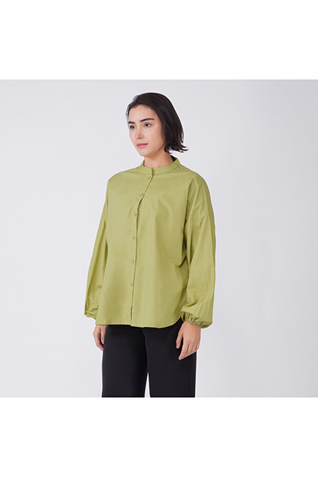 Olive Green Cotton Poplin Shirt
