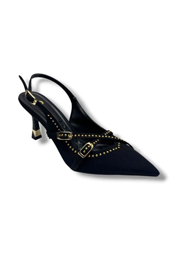 Gedik Pasha 2034-26 Linen Studded Open Back Women's Stiletto