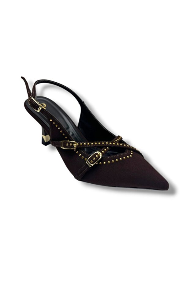 Gedik Pasha 2034-26 Linen Studded Open Back Women's Stiletto