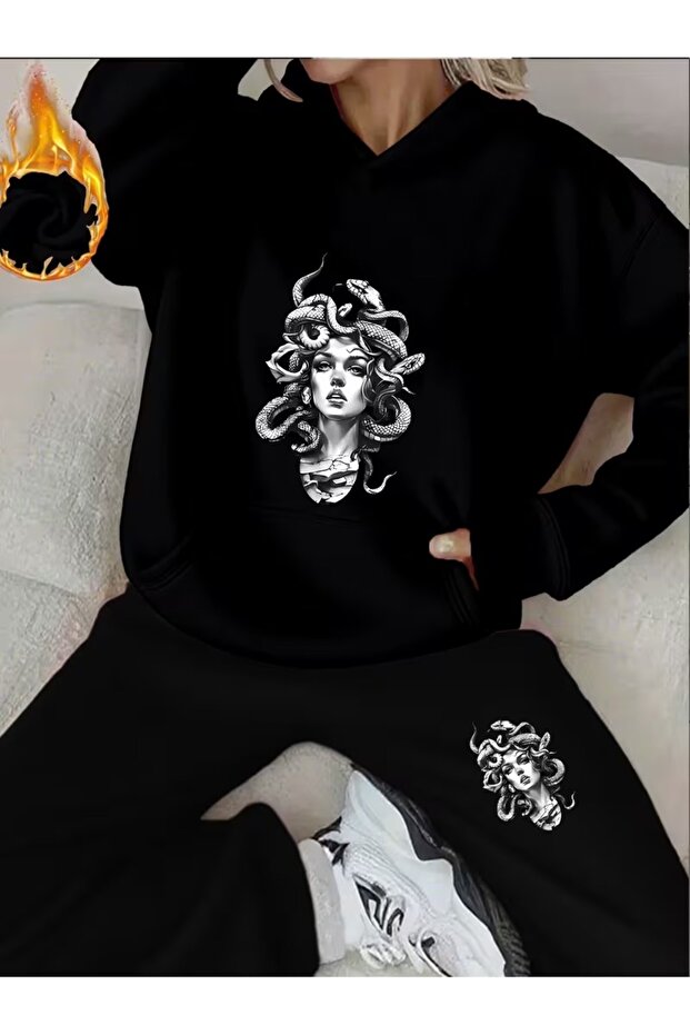 Women's Printed Sweatshirt - Sweatpants 2-Piece Set Oversized Fit 3 Threads 72