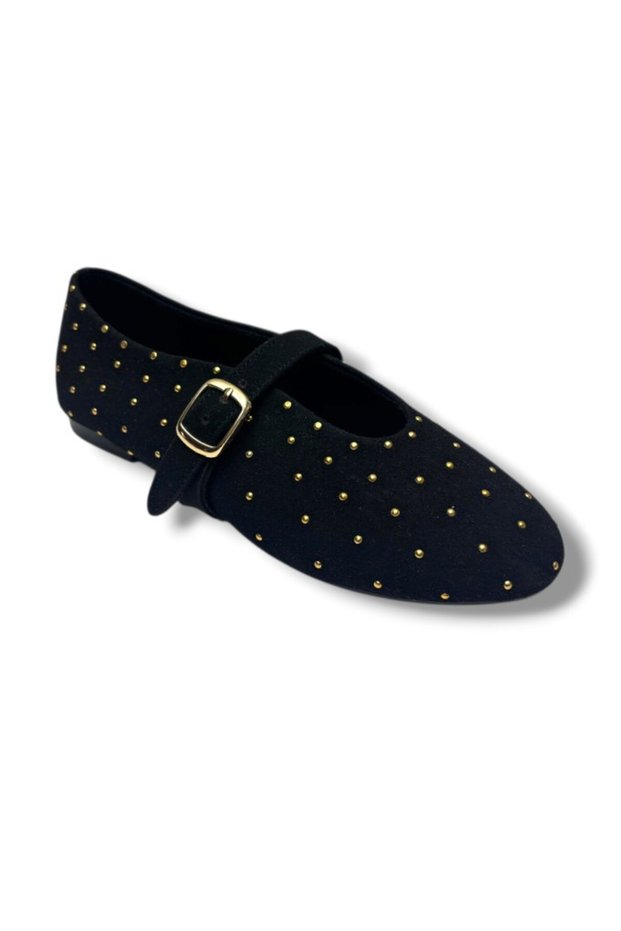 Gedik pasha 1120-26 suede studded anatomical women's flat shoes