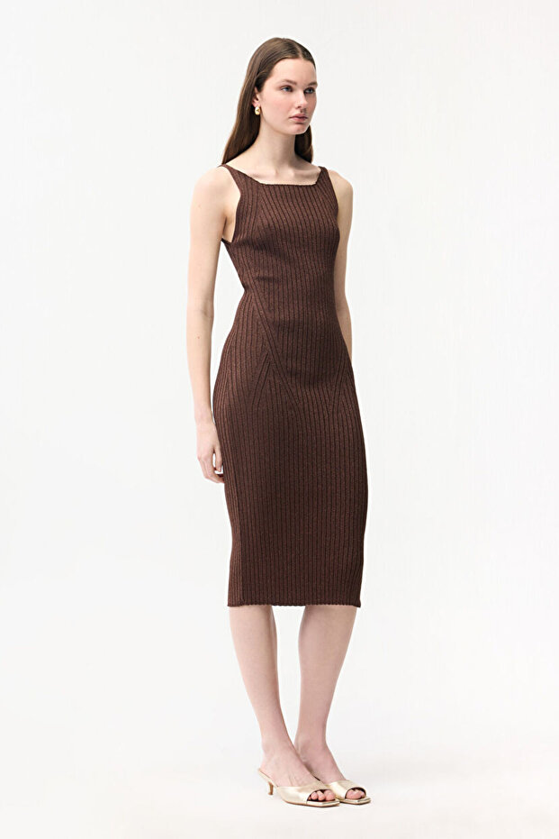 Simli Uzun Triko Elbıse - 4