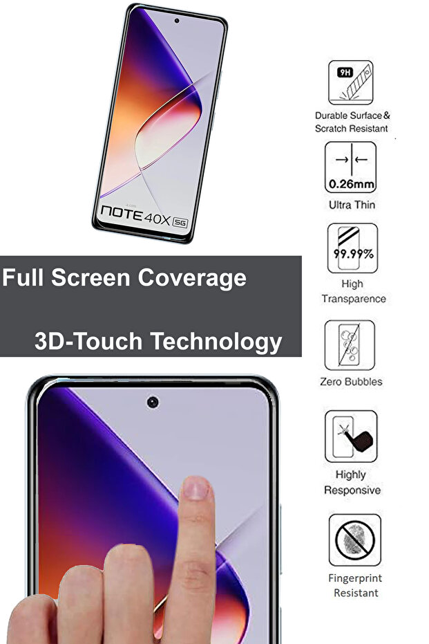 واقي شاشة زجاجي مقوى لهاتف إنفينيكس نوت 40x 5G - 4