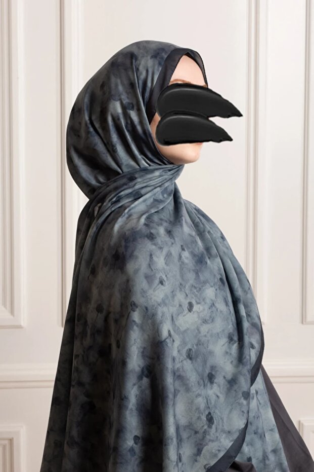 Uzak Bahçe Patterned Soft Shawl - Blue - 8