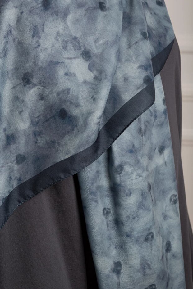 Uzak Bahçe Patterned Soft Shawl - Blue - 6