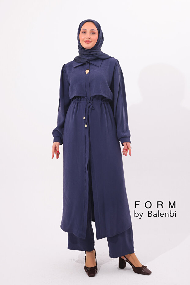 Cape Detailed Drawstring Waist Long Tunic Modest Wear Set 1183 – Form Series