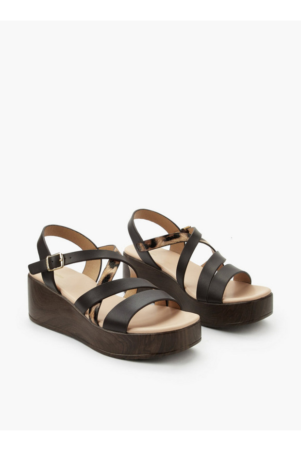 Women Glitter Detail Buckle Closure Sandals