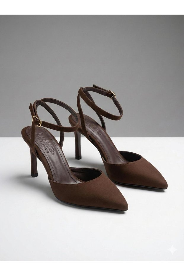 Women's Satan Ankle Strap Stiletto | Heeled Evening Dress Shoes