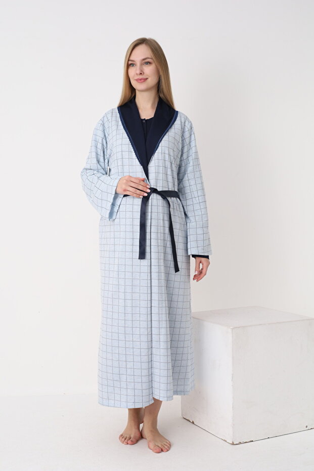 Plus Size Maternity Dressing Gown Set Beige Blue Gray XL XXL 3XL 4XL