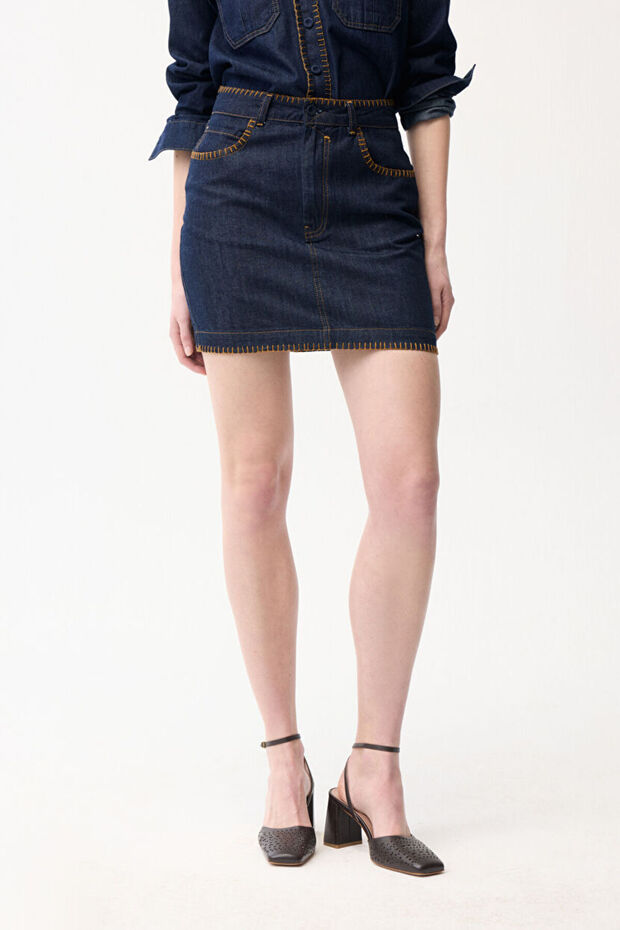 Dikiş Detaylı Etek - 2