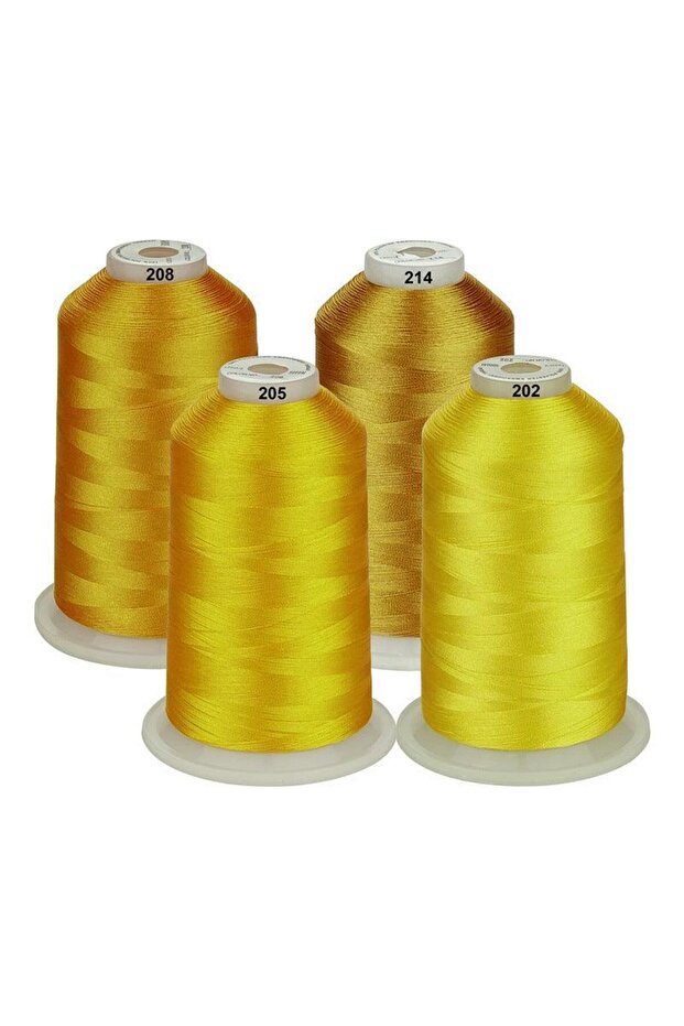 Embroidered Thread Set 4 Spools - 5000 m, Yellow Tones - 1