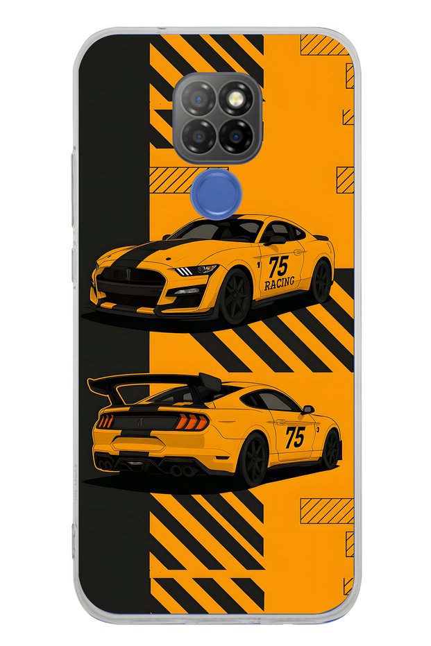 General Mobile Gm 20 Compatible Yellow Race Car Patterned Transparent Phone Case