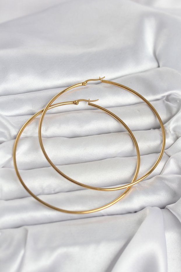 316L Steel Gold Color 80 mm Women's Hoop Earrings Tj-Bkp11688