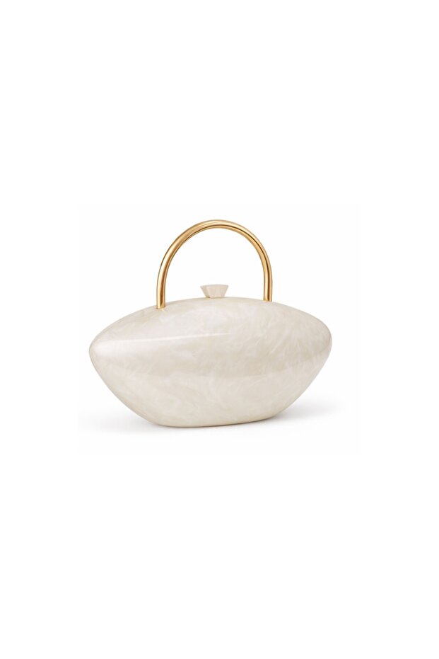G3001 Acrylic Marble Patterned Gold Handle Evening Dress Bag 21X11X3Cm