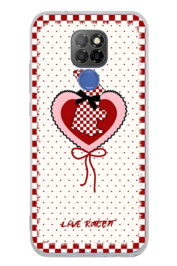 حافظة هاتف شفافة بنمط أرنب مربعات حمراء متوافقة مع جهاز General Mobile GM 20 - 1