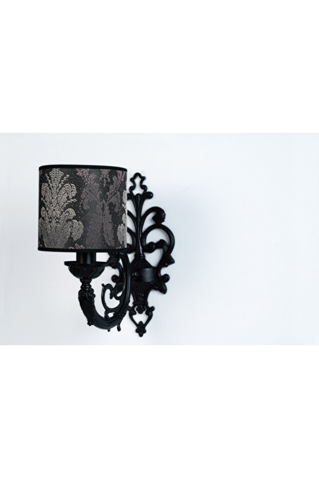 Damask Single Sconce Black-Patterned Anthracite - 1