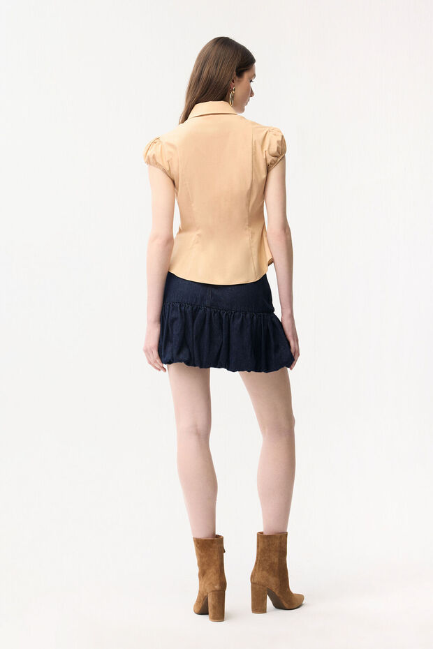 Büzgü Detaylı Gömlek - 5