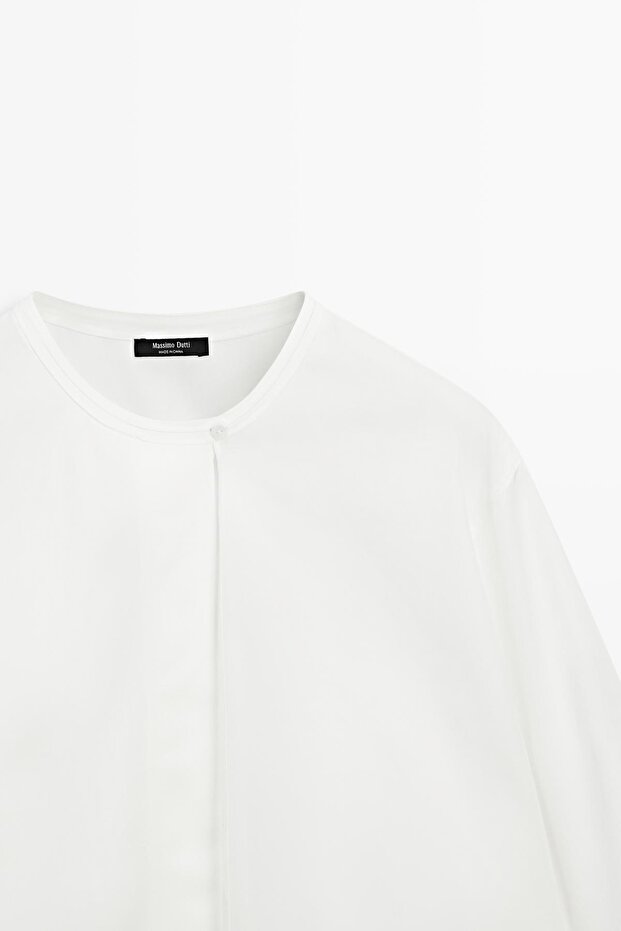 Dökümlü poplin gömlek - 6