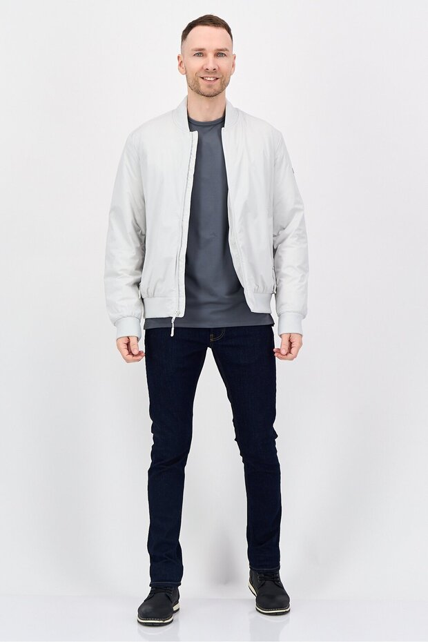 جاكيت رجالي سادة، رمادي فاتح - 4