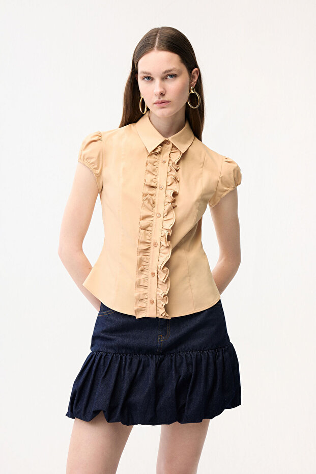 Büzgü Detaylı Gömlek - 4