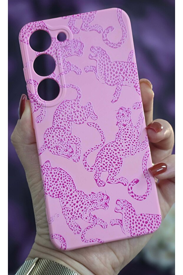 Samsung Galaxy S23 Compatible Leopard Patterned Pink Phone Case - 3