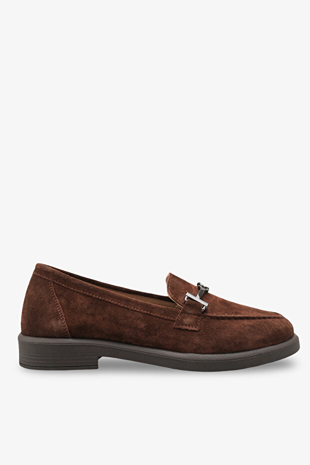 Meart Women's Genuine Leather Casual Shoes - Brown Suede