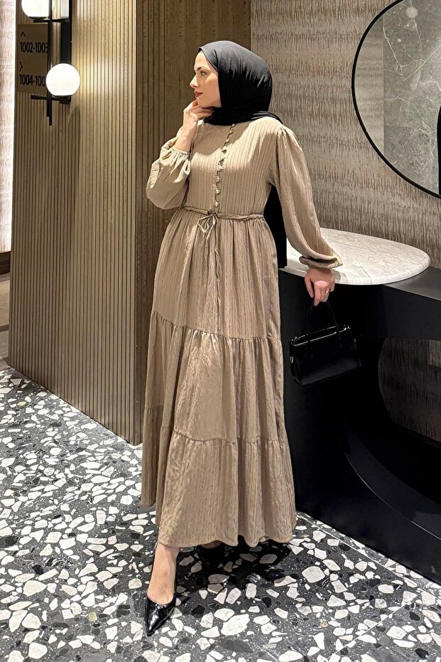 Biritli Hijab Dress Beige