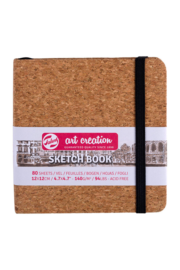 Art Creation Sketch Book Sketch Block 12X12Cm 140Gr 80 Sheets Cork Cork Patterned Cover