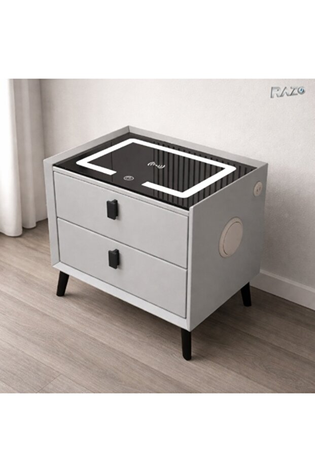 Multifunctional bedside table, LED lighting, Touch, Wireless charging, USB, Bluetooth speaker - 5
