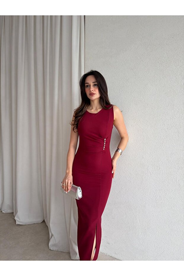 Lobby Midi Dress 8660 - Burgundy