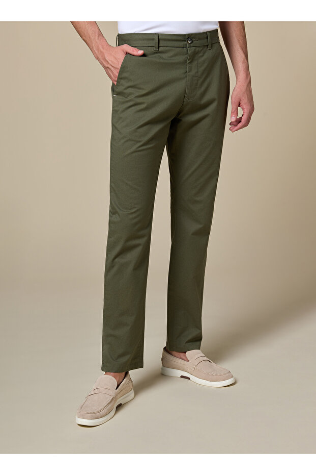 The Earthway Olive Green Stretch Twill Chinos Comfort Fit